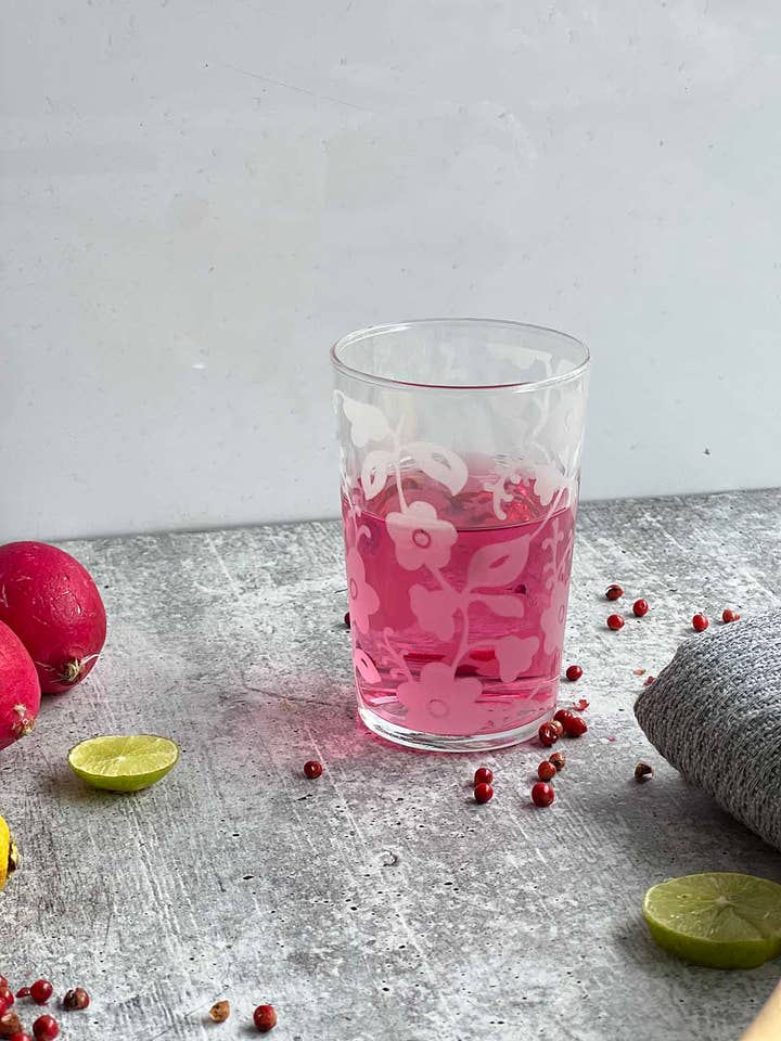 Set of 6 Moroccan Tea Glasses Flowers for wholesale by Scents and Feel