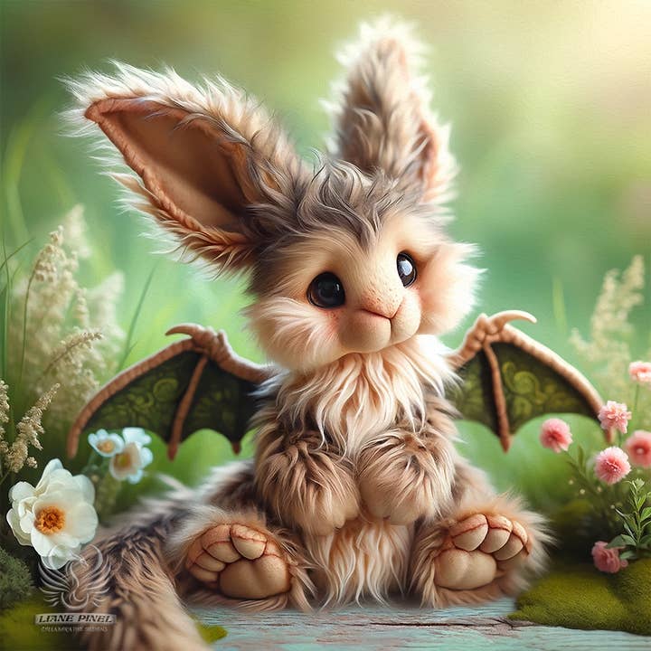 Photo lustrée non encadrée de Burnaby the Bunny Dragon, 8 x 8 po pour la vente par Liane Pinel Design