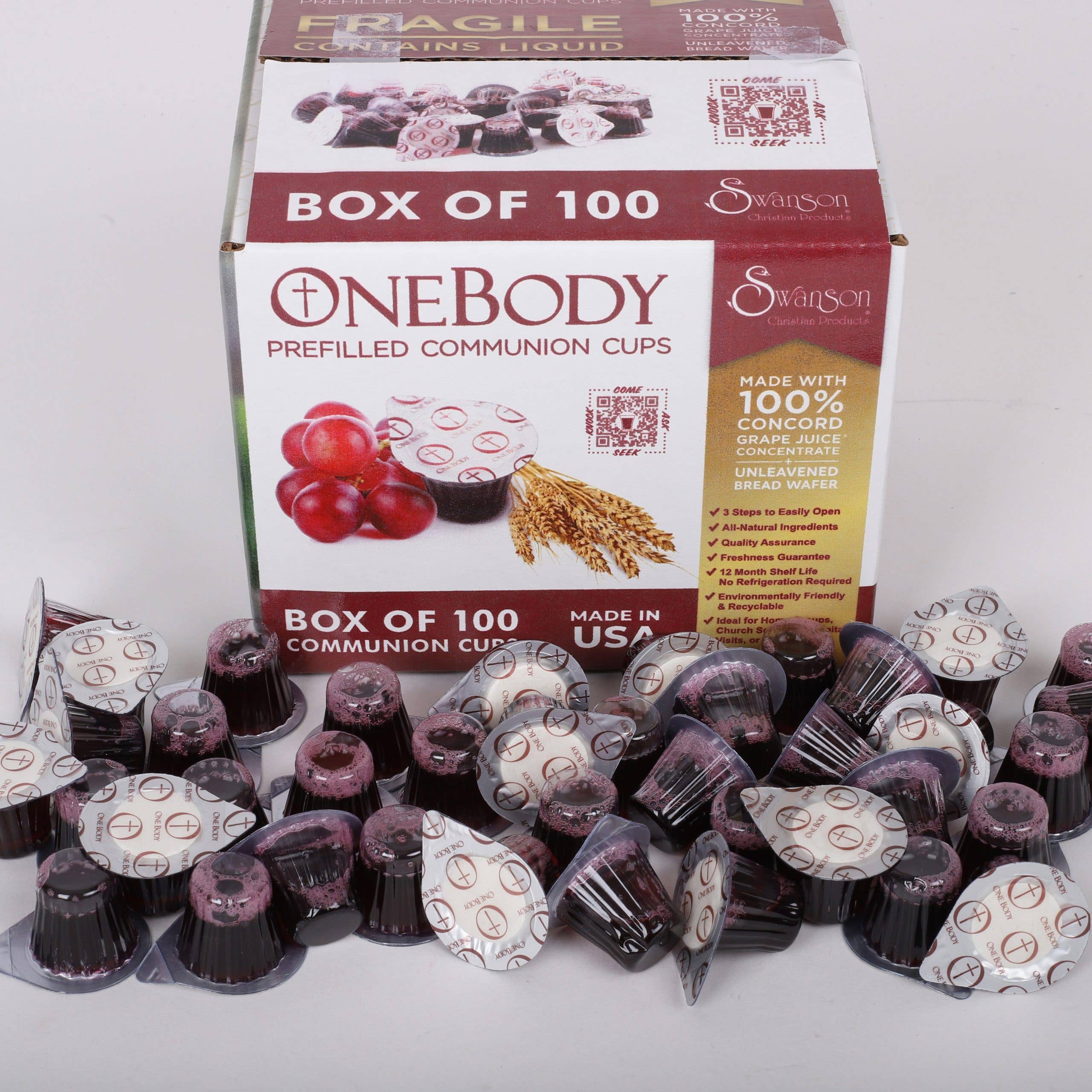 Swanson Christian Products - Wholesale Disposable Cup - Communion Cups OneBody PreFilled 100Pk1