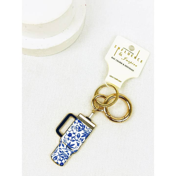 Love and Repeat - Wholesale Keychain - Unisex - Tumbler Shaped Enamel with Bag Charm Key Chain1