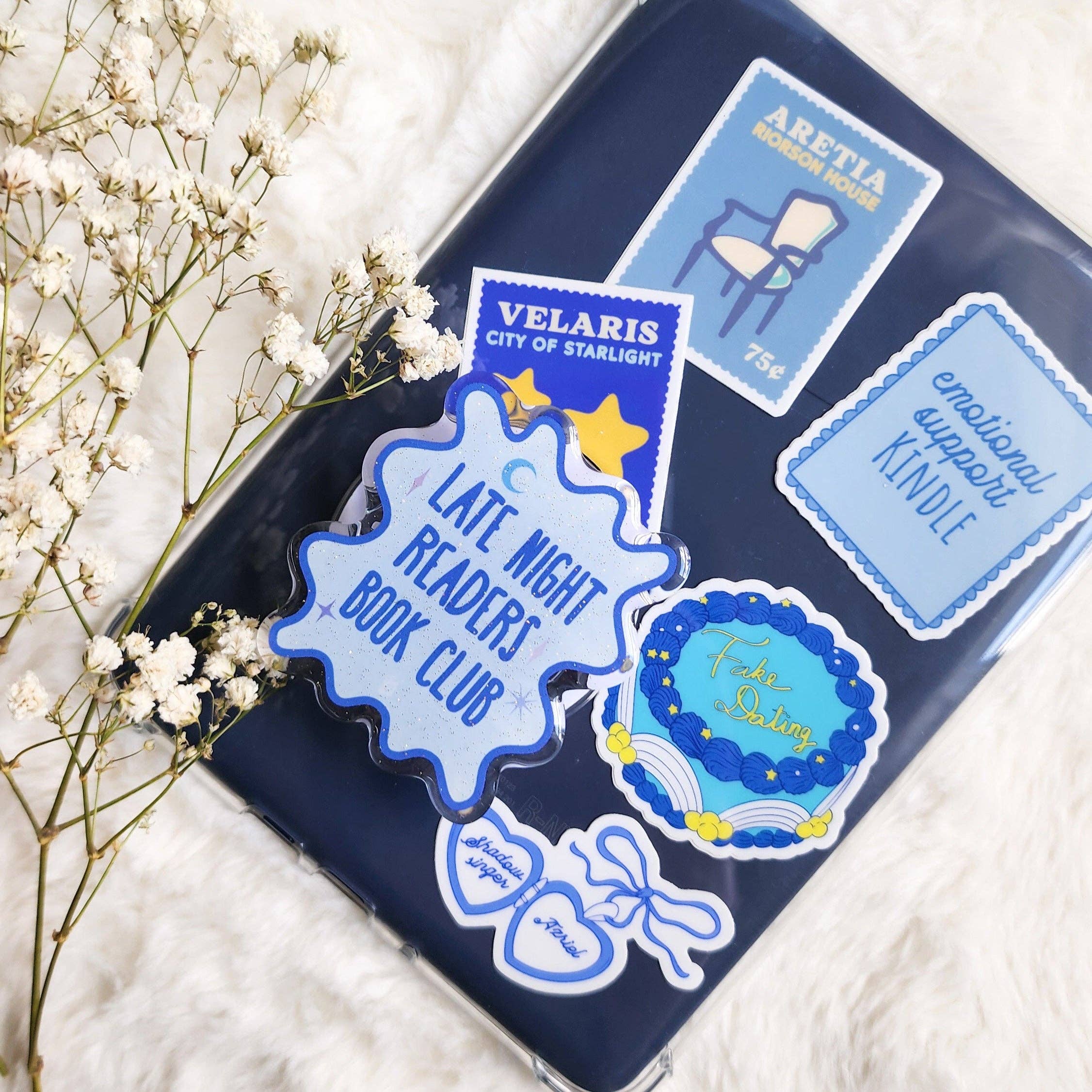 The Bean Workshop - Wholesale Phone/Tablet Stand - Late Night Readers Book Club Glitter Magnetic Kindle Grip or Phone Holder2