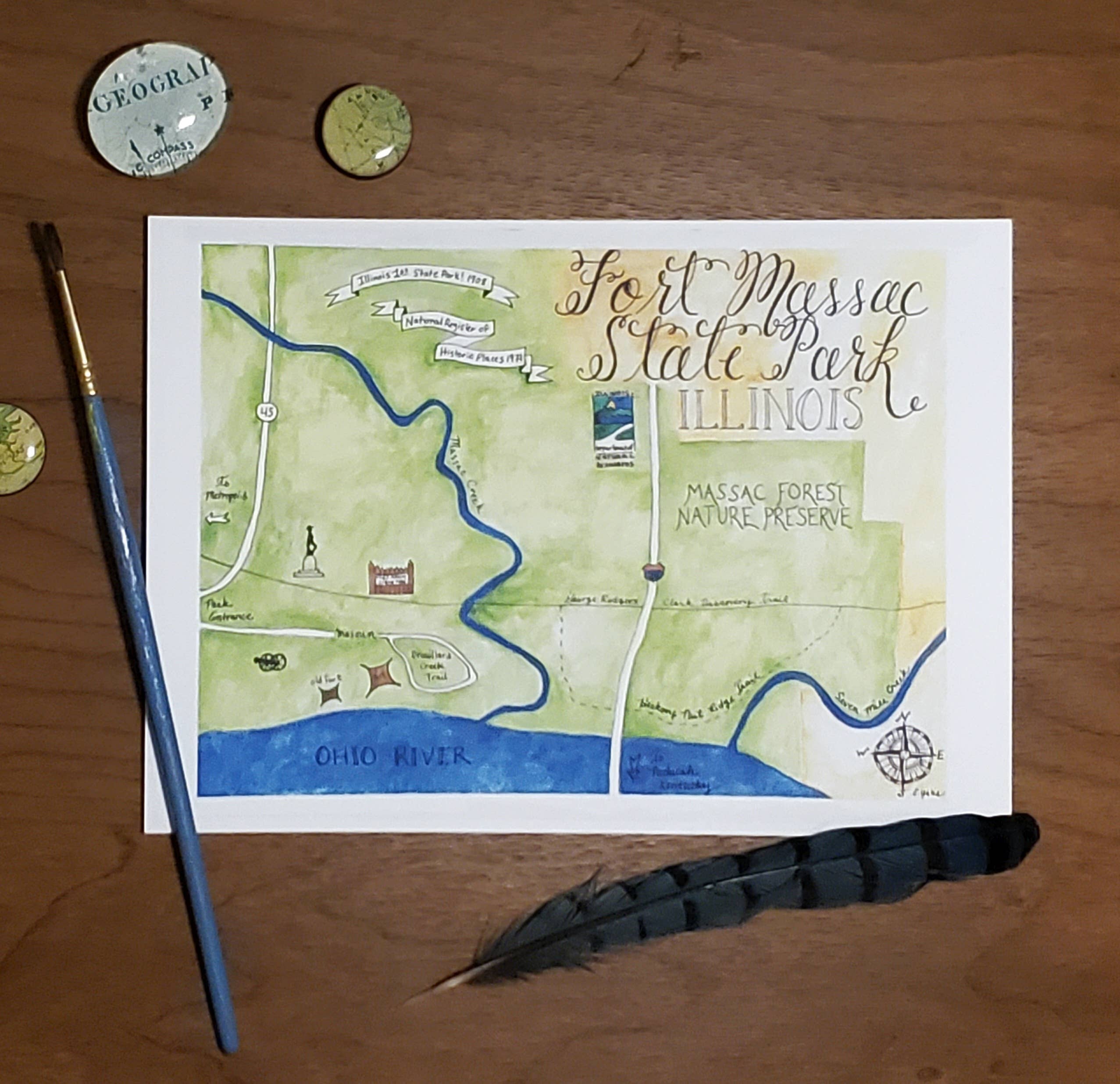 Emily Drew Yates Art & Illustration - Wholesale Postcard - Postcards - Watercolor Calligraphy Maps - 31 Maps10