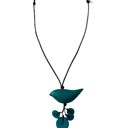 Cinnamon Creations - Wholesale Pendant/charm necklace - Birdie Shaped with 4 Circled Wooden Beaded Necklace N6-53721