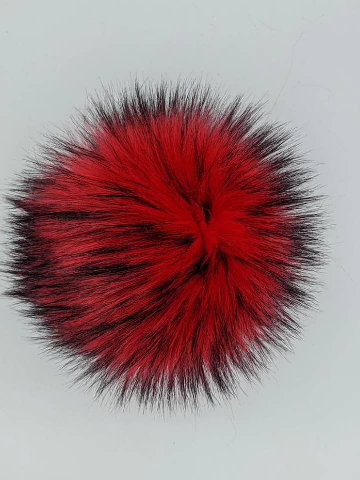 7" Detachable Faux Fur Pom Pom - Volcano Red for wholesale by CountryStixCo