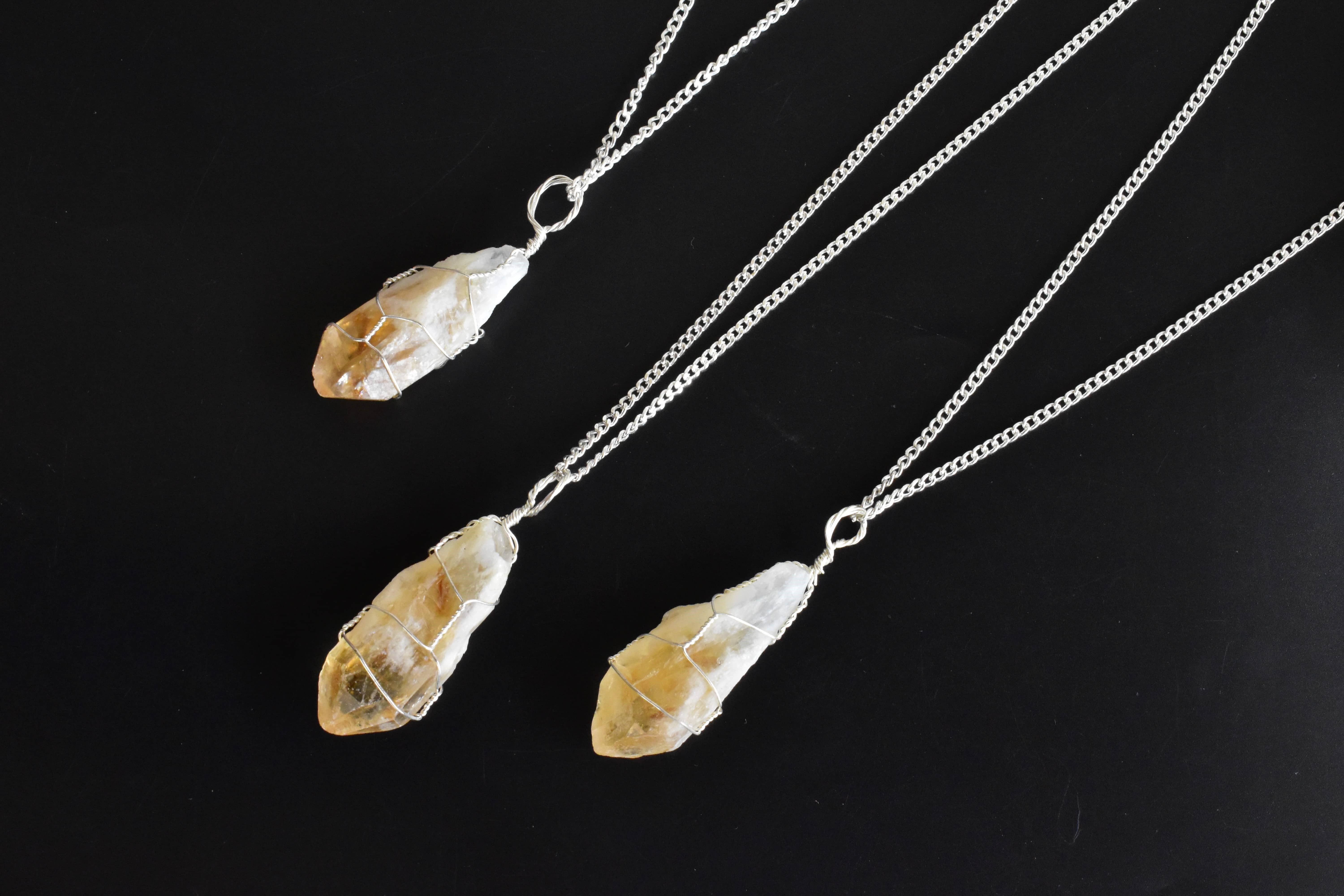 Soothing Crystals – wholesale Individual charm/pendant – Raw Citrine Pendants, Rough Citrine Wire Wrapped Pendants 6