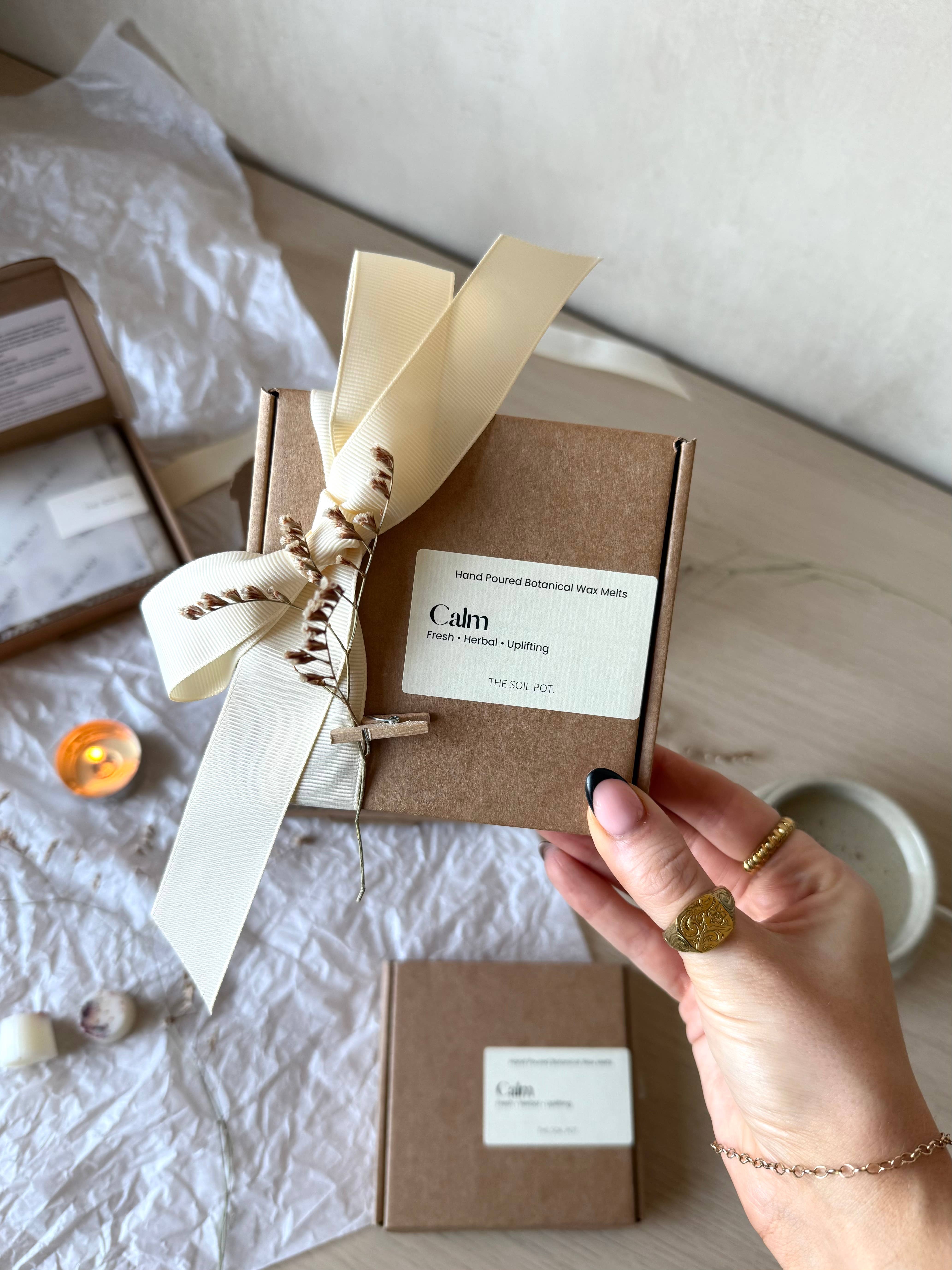 The Soil Pot – wholesale Wax melt – Calm wax melt gift set, Botanical wax melts gift box4