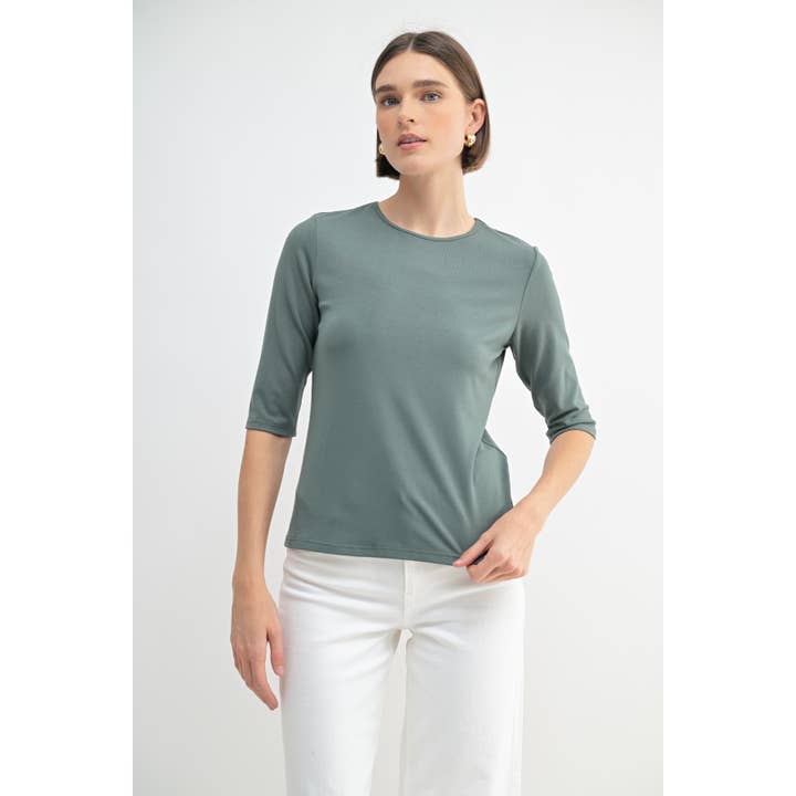 ELBOW SLEEVE KNIT TOP for wholesale by FUN2FUN