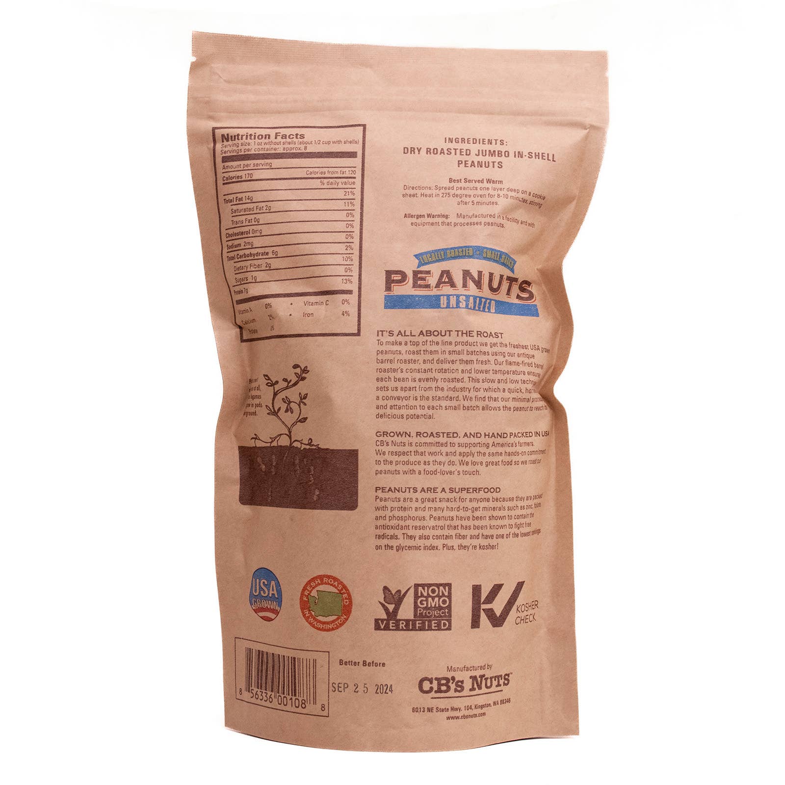 CB's Nuts – Engroshandel Nødder – 12 oz usaltede Jumbo jordnødder - 121