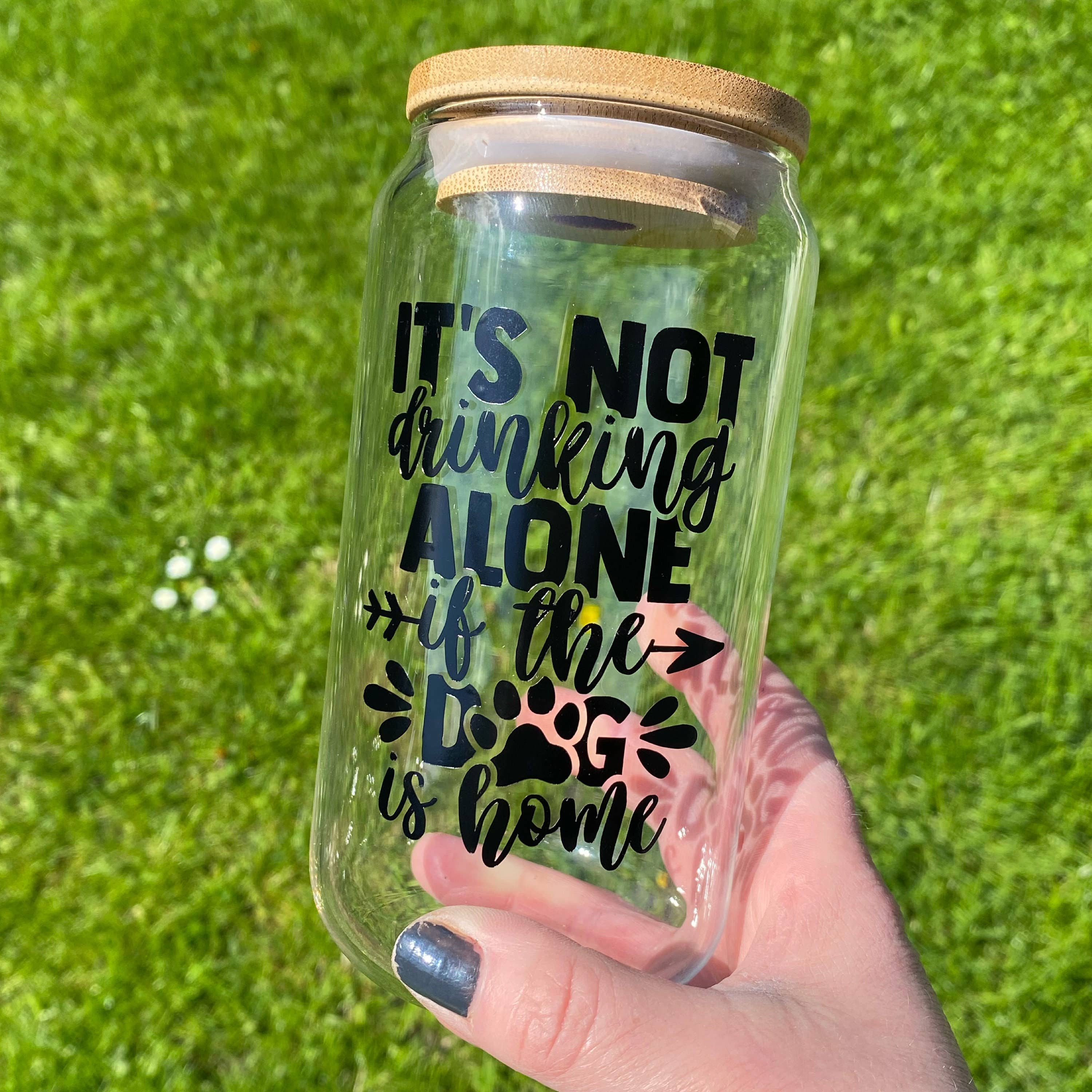 EcoDogDesigns – wholesale Drinking glass/cup – Dog Lovers Drinking Glass With Bamboo Lid & Steel Straw4