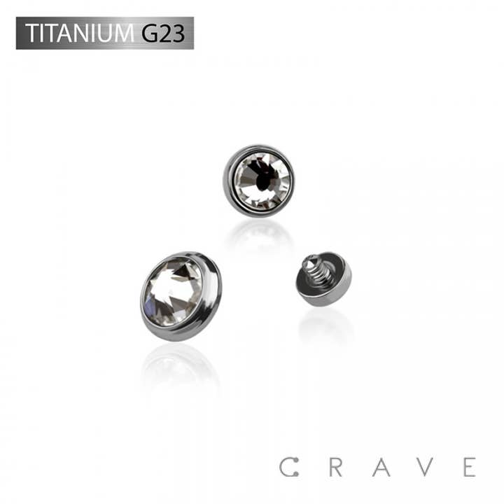 CRAVE - Vente Parures de bijoux - SOMMET D'ANCRAGE DERMIQUE EN FORME DE DÔME À FOND PLAT SERTI DE PIERRES PRÉCIEUSES EN TITANE