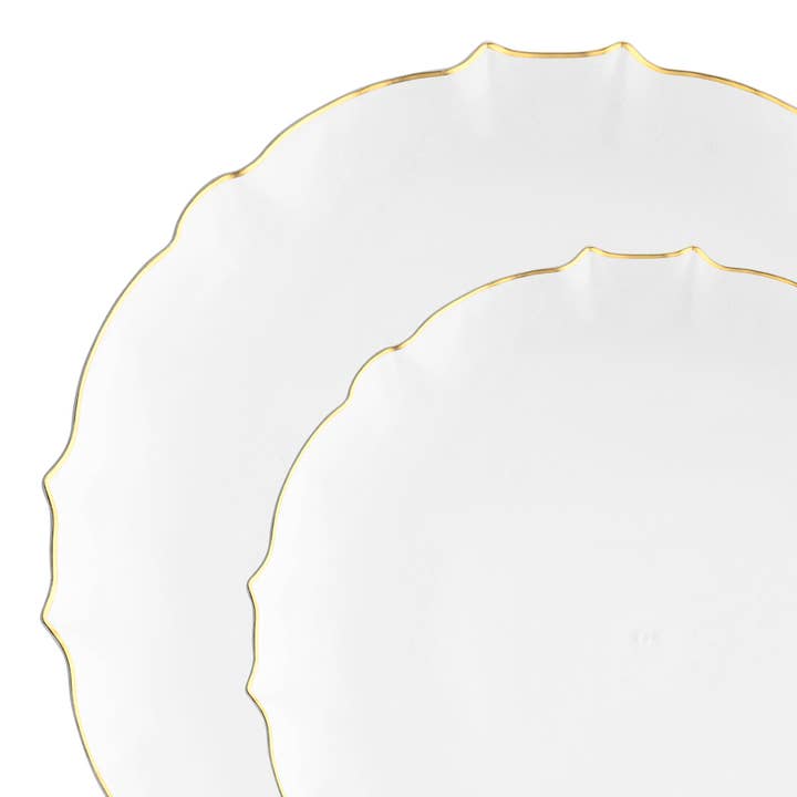 Clear Gold Rim Round Lotus Dinnerware Value Set - 20 Sets for wholesale by Smarty had a Party