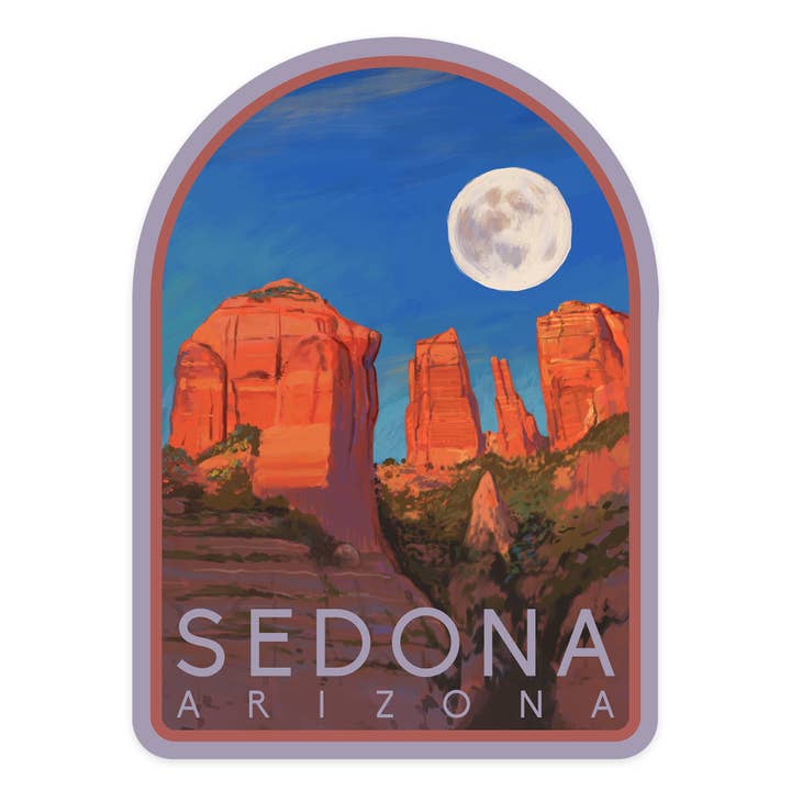 AUTOCOLLANT Peinture à l'huile sur la cathédrale de Sedona en Arizona sur pour la vente par Lantern Press