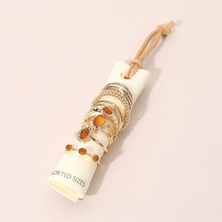 Set di 12 anelli impilabili assortiti per la vendita all'ingrosso da parte di Sensibling Corp.