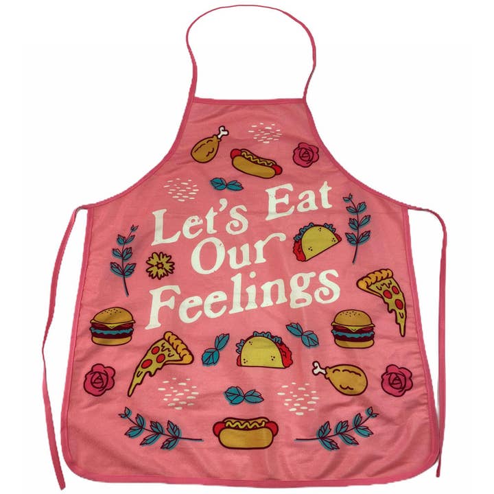 Let's Eat Our Feelings Apron Funny Quote Hilarious Saying for wholesale by Crazy Dog T-Shirts
