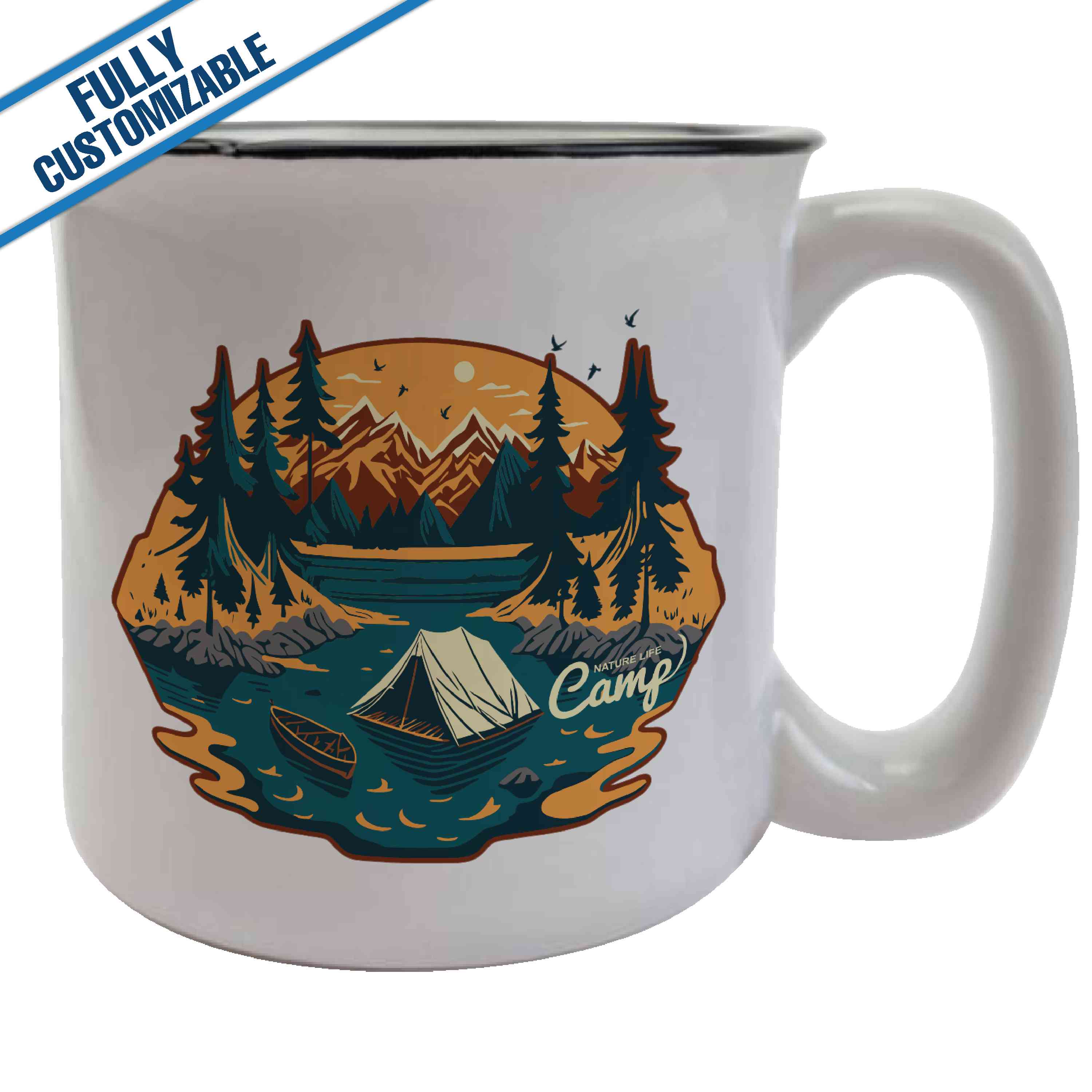 GiftWorksPlus - Vente Tasse à café - Mug de camping en céramique de 13 oz - Entièrement personnalisable0