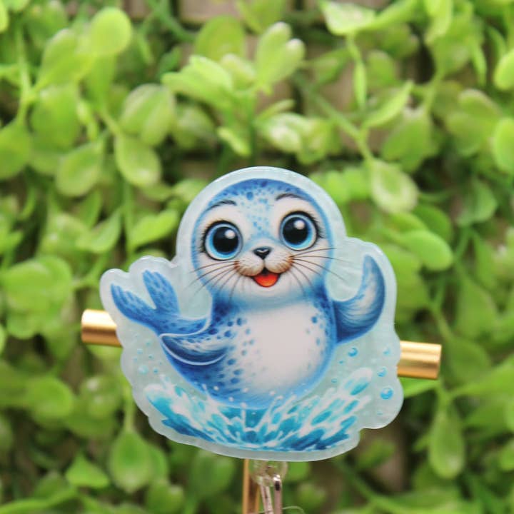 Cute Seal Badge/ID Holder Reel for wholesale by Hylidae Boutique