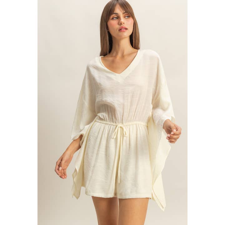 HYFVE - Wholesale Romper - Women's - HF23E910-Tie-Waist V-Neck Romper