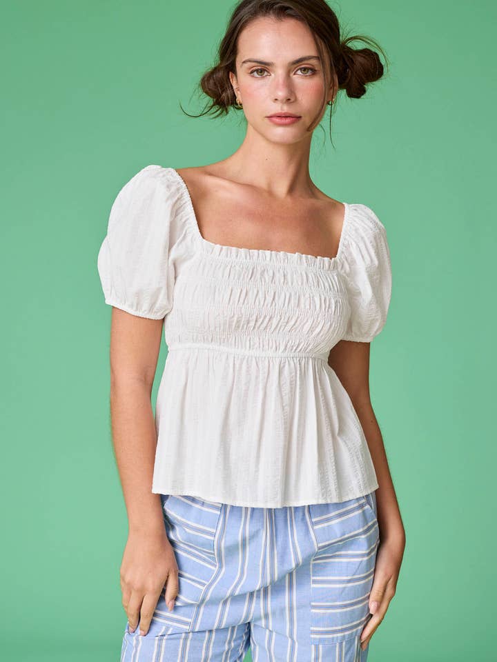 PT50146 - Sarah Smocked Stripe Top for wholesale by Papermoon