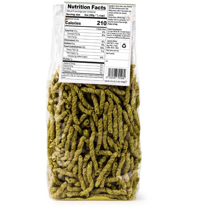 Wholesale Italian Food - Wholesale Pasta - Gusto Etna, Pistachio Busiata Pasta, Spiral Pasta (500 g)1