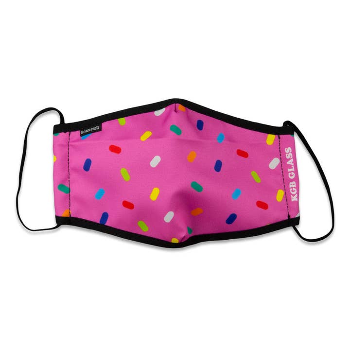 KGB Glass Sprinkles Pink Facemask for wholesale by Grassroots California