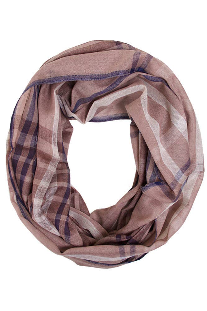 Hana - Wholesale Scarf - Women's - Check Pattern Light Weight Infinity Scarf0