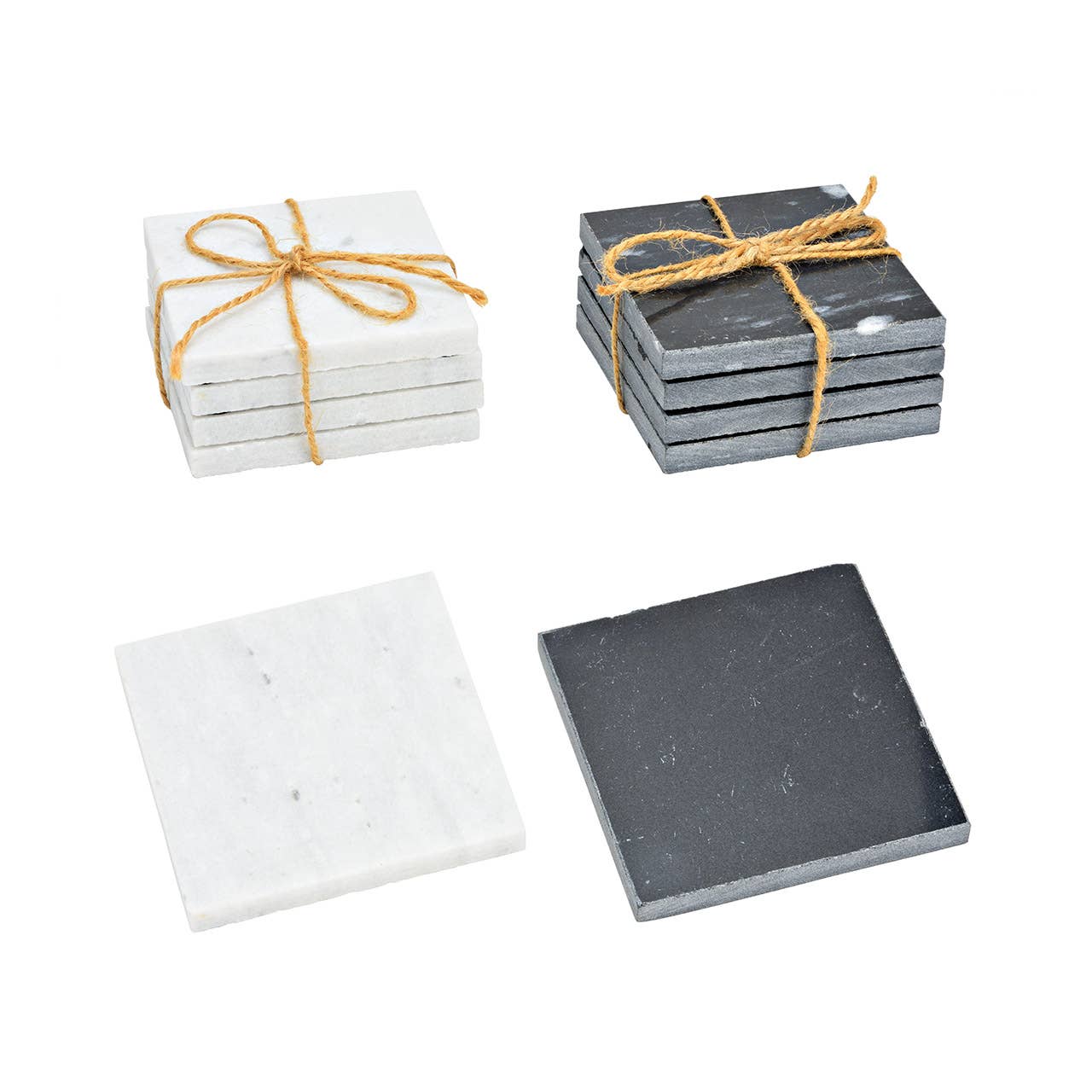 Wurm - Wholesale Coasters - Marble coasters, set of 4, double, gray/black (W/H/D) 9x4x9cm0