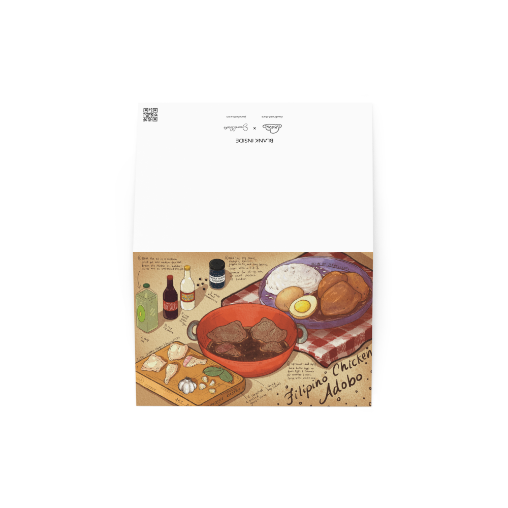 Claudine Castro Art - Wholesale Everyday Greeting Card - Filipino Chicken Adobo Recipe Art Print Blank Greeting Card2