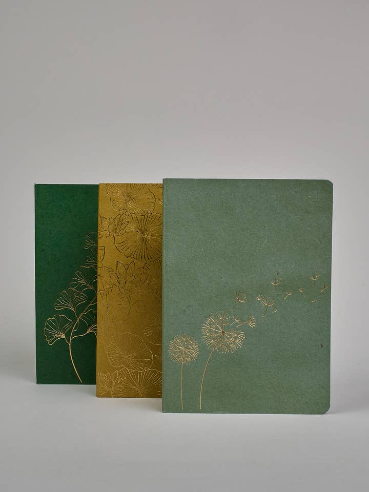 Notizhæfte-sæt bomuldslæder blomster grøn L for engroshandel hos Herzilein-Wien GmbH