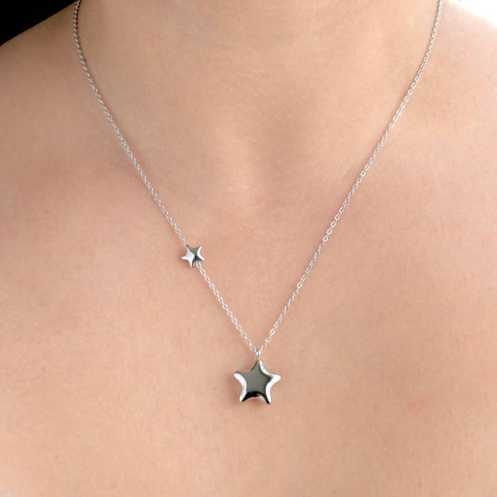 Blueyejewelry - Vendita all'ingrosso Collana con ciondolo/pendaglio - Collana a forma di stella soffiata - Ciondolo a forma di stella gonfia che non si ossida2