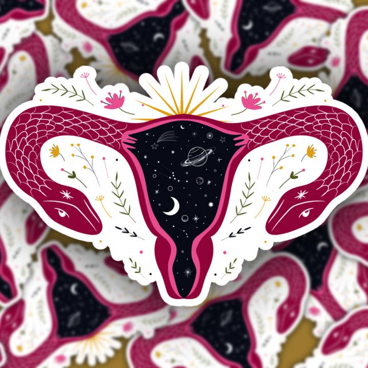 Feminist Uterus Sticker - Celestial Snake for wholesale by Pretty Toxic Stickers