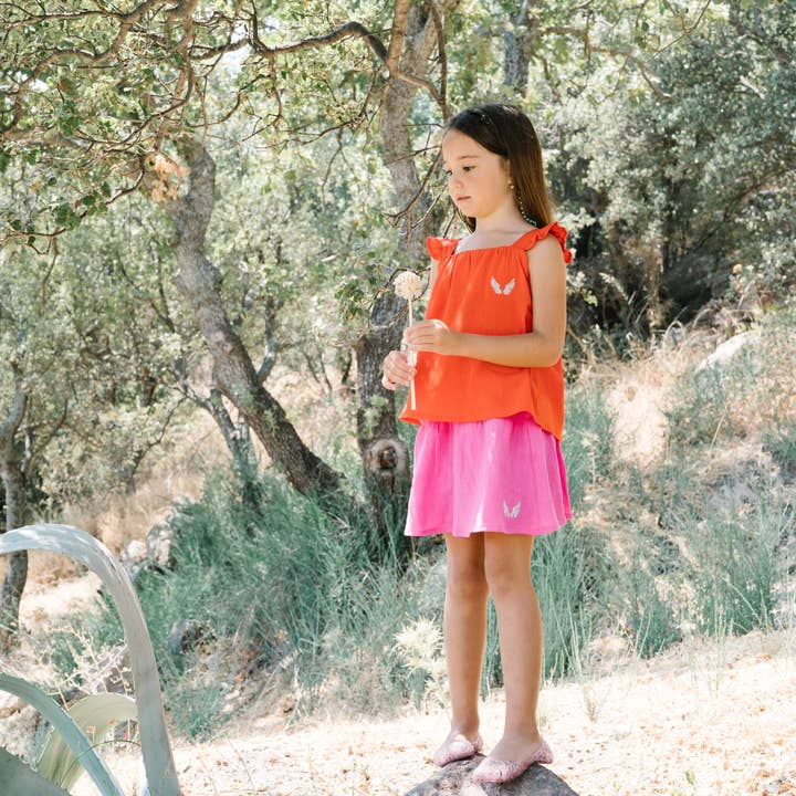 Børns lyserøde kort nederdel for engroshandel hos Lally Things