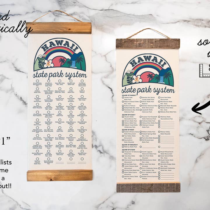 HI State Park Adventure Checklist With Pen // Hawaii State for wholesale by Unfinished Art Studio