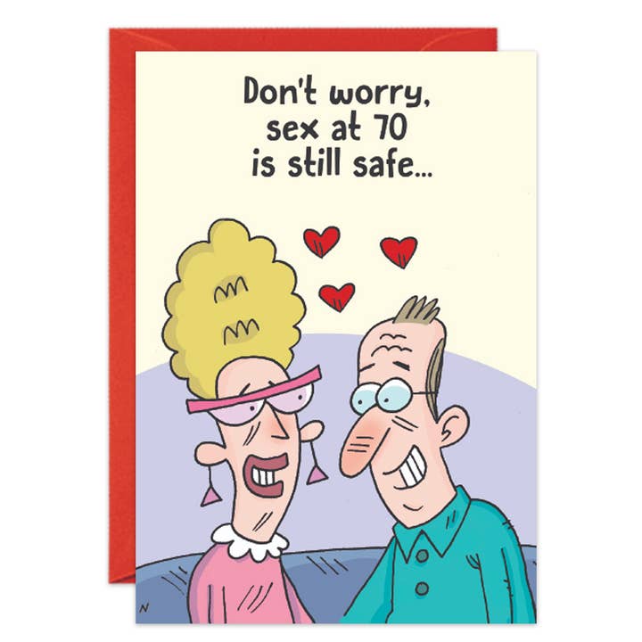 Carte d'anniversaire du 70e anniversaire de Safe Sex - 9090 pour la vente par Oatmeal Studios