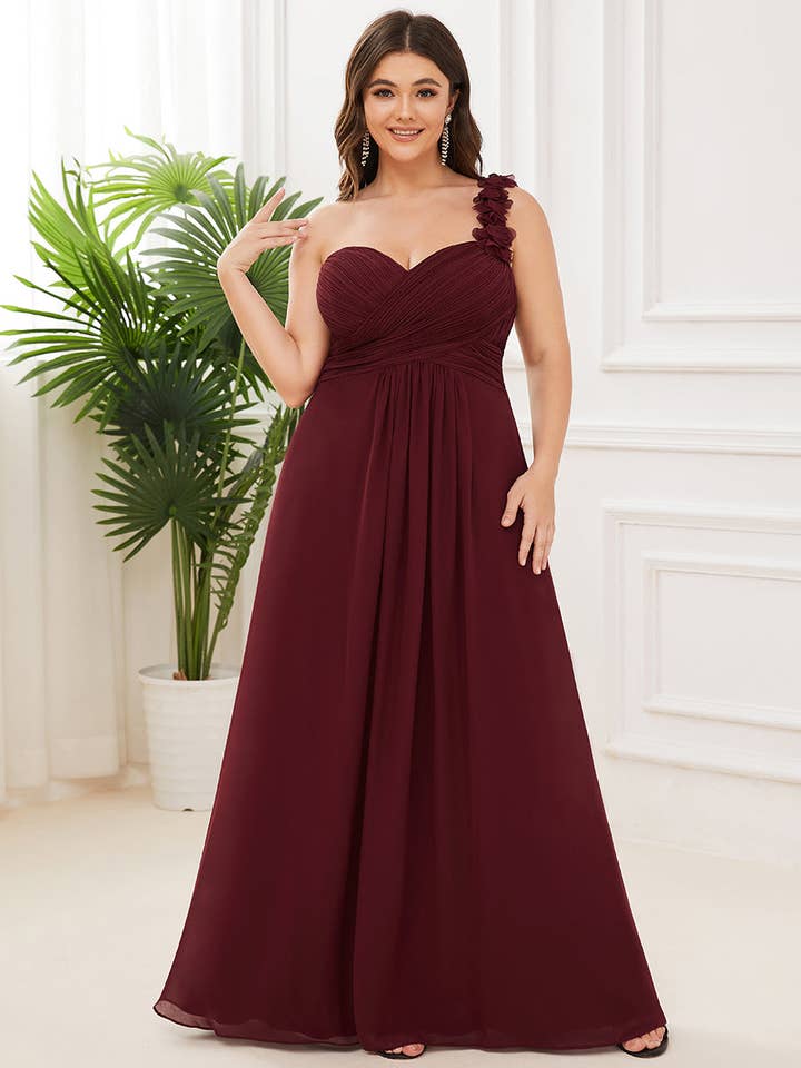 One Shoulder Plus Size Chiffon Bridesmaid Dresses for wholesale by Ever-Pretty