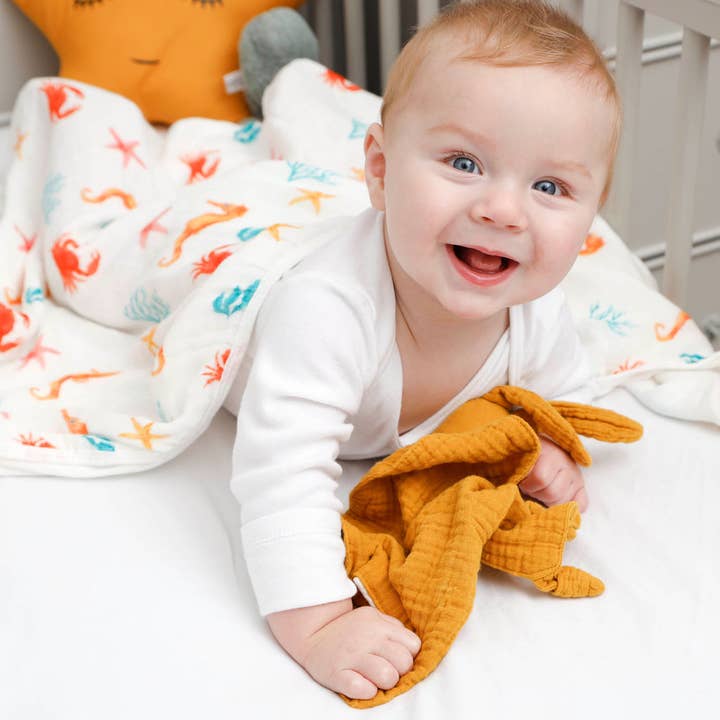 Under The Sea Muslin Blanket for wholesale by Beach Born Salcombe Ltd