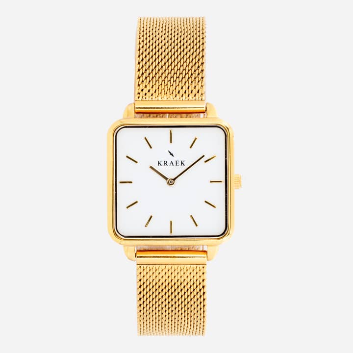 KRAEK Watches - Wholesale Wrist Watch - Women's - Adona | Gold | Mesh | Square 28 mm