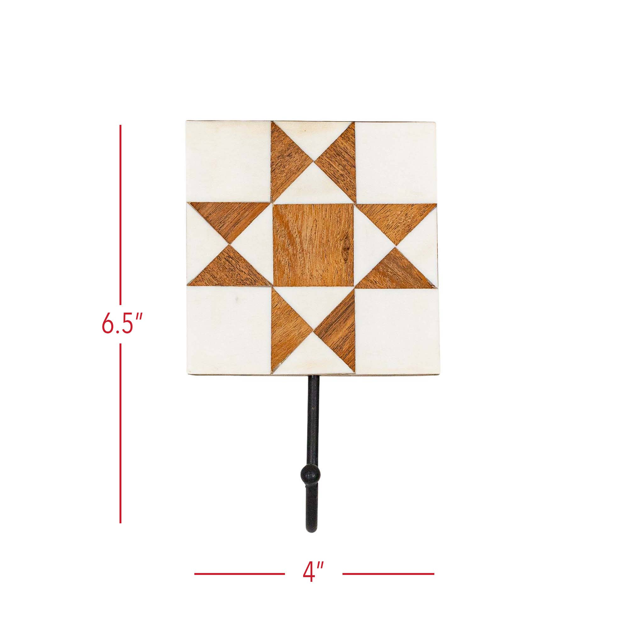 Foreside Home & Garden - Wholesale Wall Hook - Barn Quilt Farm Wall Decor Hook Mango Wood Resin & Metal5