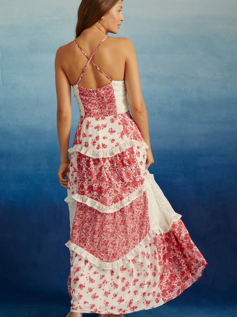 Tourtiwi - Wholesale Jurk - Dames - Zoete Bretel Bloemenkant Patchwork Jurk5