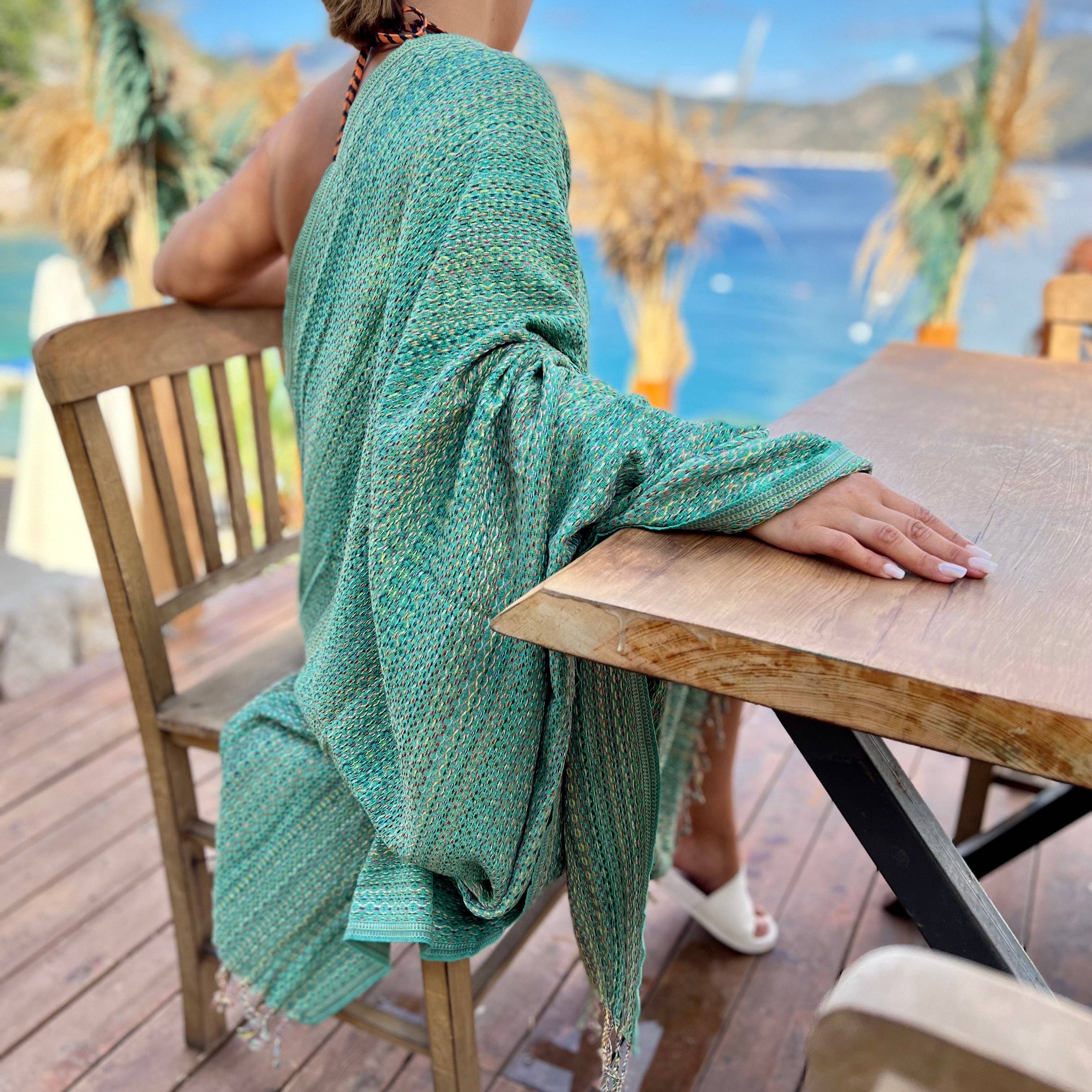 cotonIQ - Wholesale Bath Towel - hammam towel | sauna towel | beach towel | Mexico |green|180x100cm2
