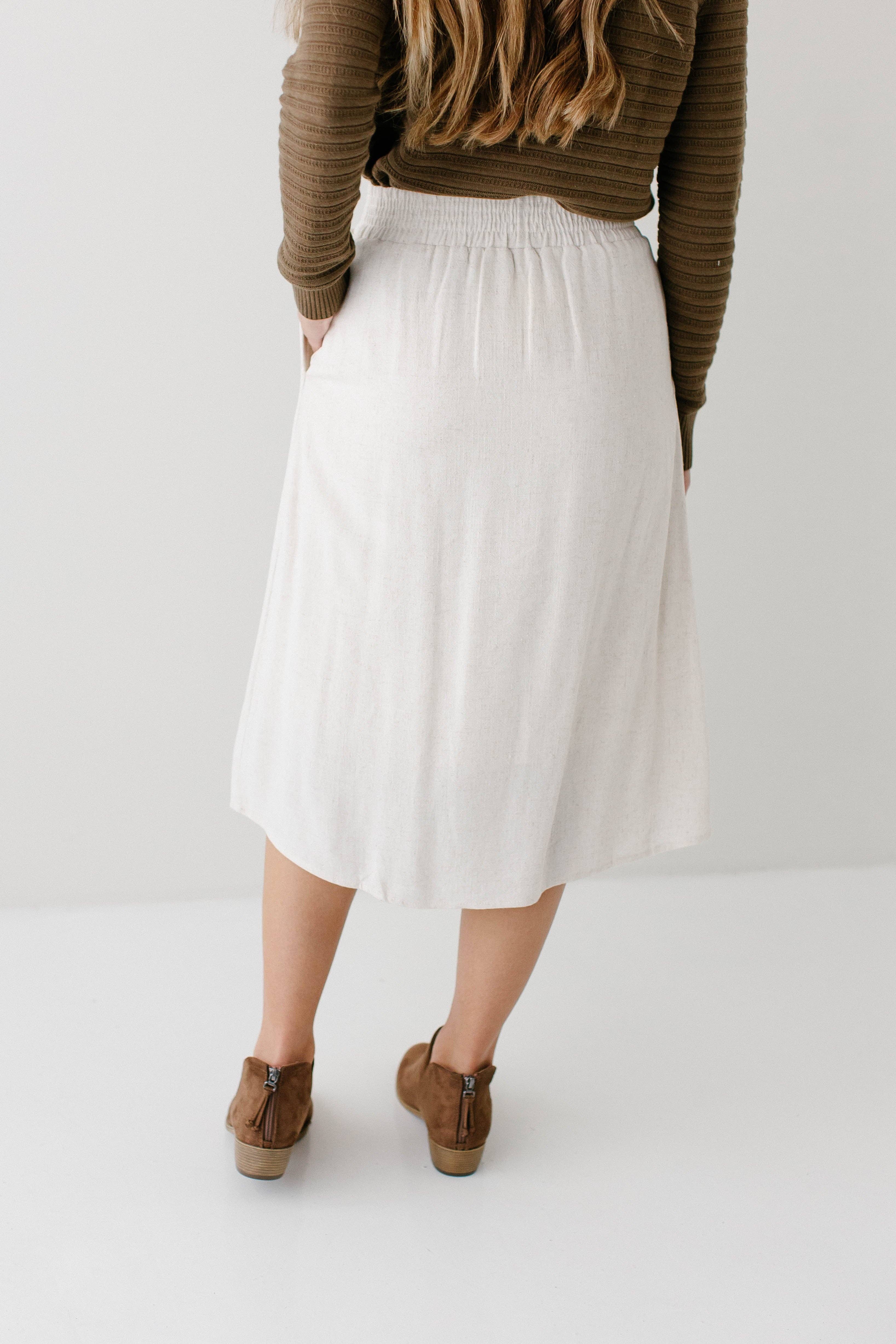 Naturel Jupe midi à boutons 'Greta' VENTE FINALE en vente sur Faire9