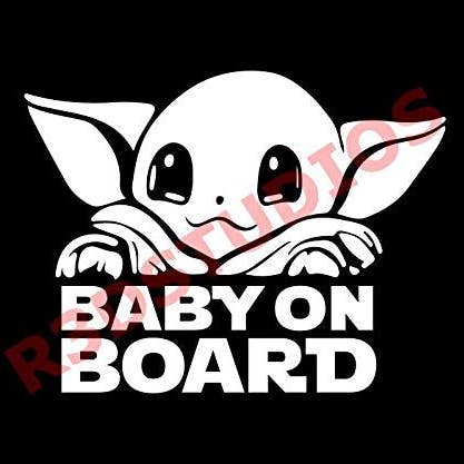 du kan välja, svart eller vitt BABY OMBORD - BABY YODA - STARWARS för wholesale på Faire