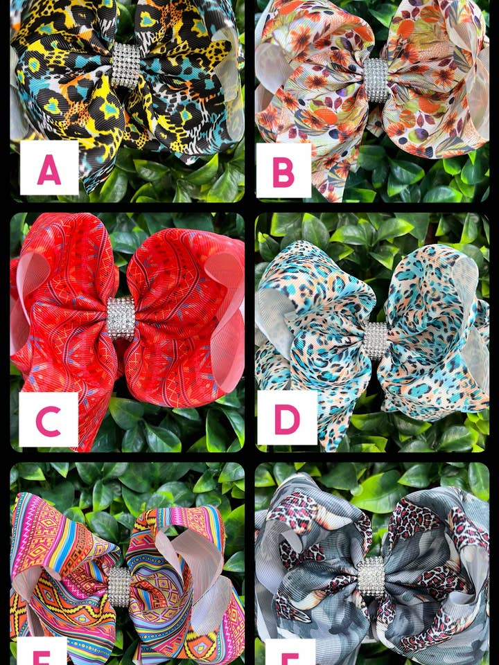 NŒUDS À CHEVEUX À DOUBLE COUCHE DE 6,5 POUCES, 12 PIÈCES/8,00 $ BW-DSG-982 pour la vente par Kids Charm Online