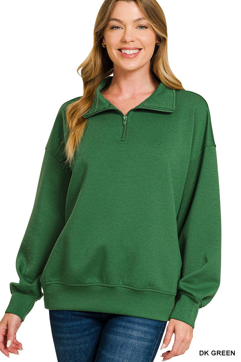 42POPS – wholesale Sweatshirt - Dam – , 0925 Scuba Half Zip Pullover med fickor SI-2704116