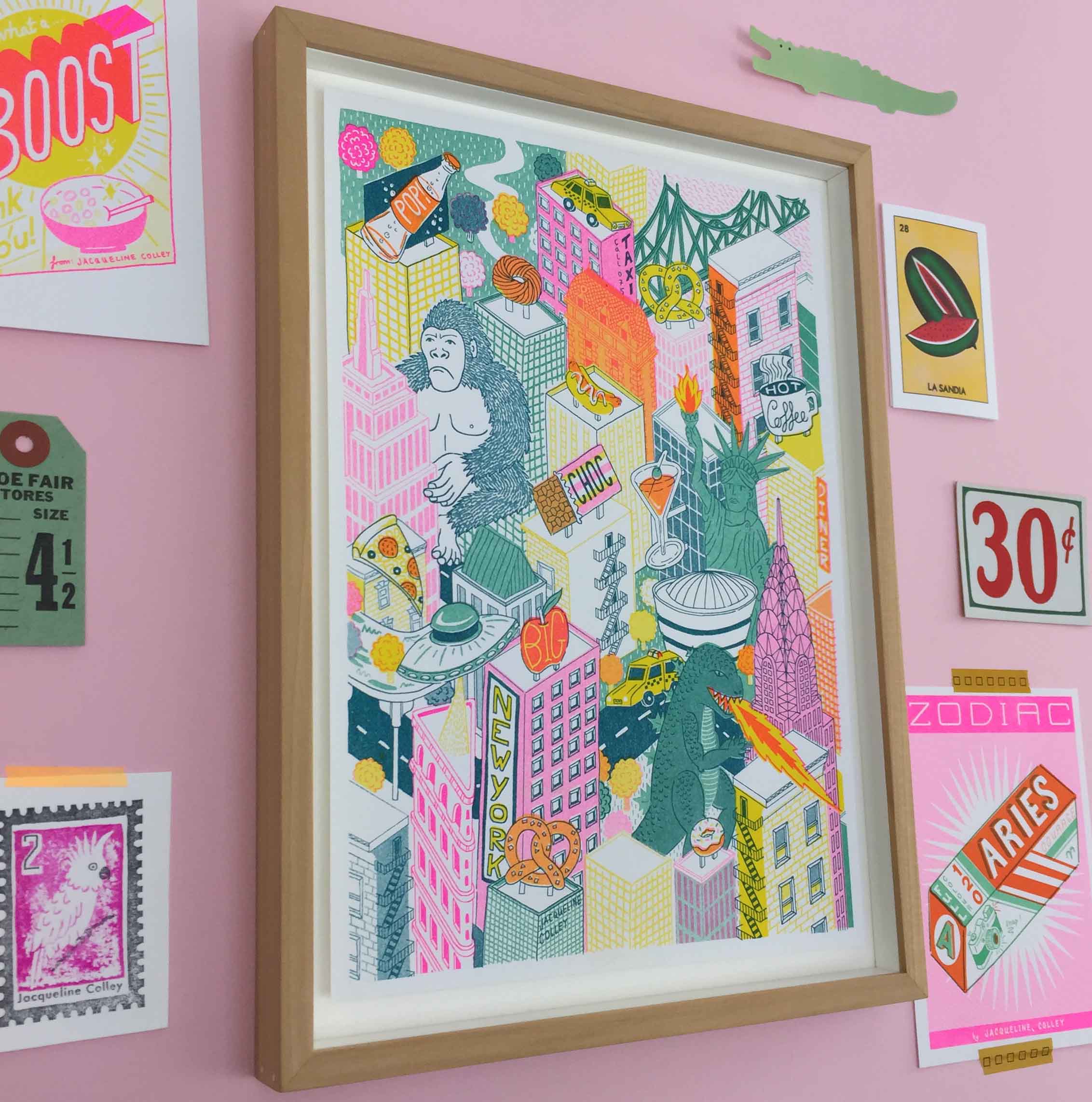 Jacqueline Colley - Wholesale Art Print - A4 New York City, Architectural Risograph Print5