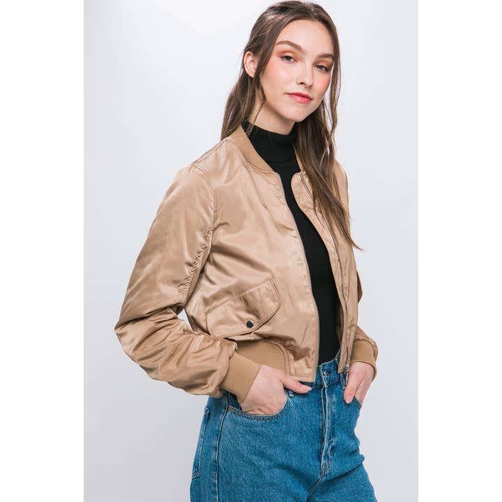 Paperdoll - Wholesale Bomber Jacket - Women's - Zip Up Bomber Jacket with Sleeve Zipper Detail11