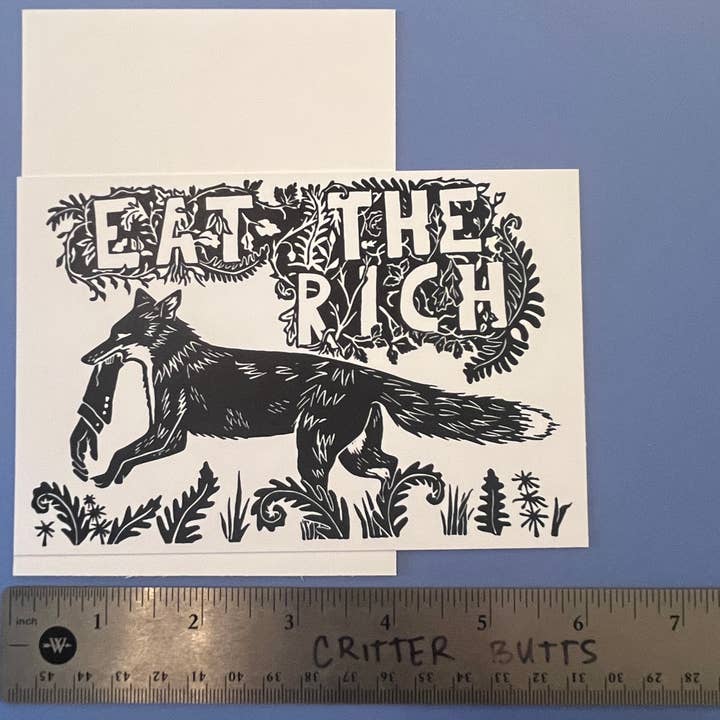 Critter Butts - Vendita all'ingrosso Cartoline - Mangia i ricchi - Cartolina 100% riciclata