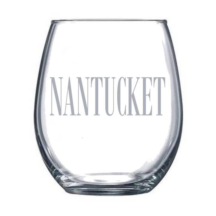 STEMLESS WINE GLASS - Custom Town Name for wholesale by Peachy Pendants