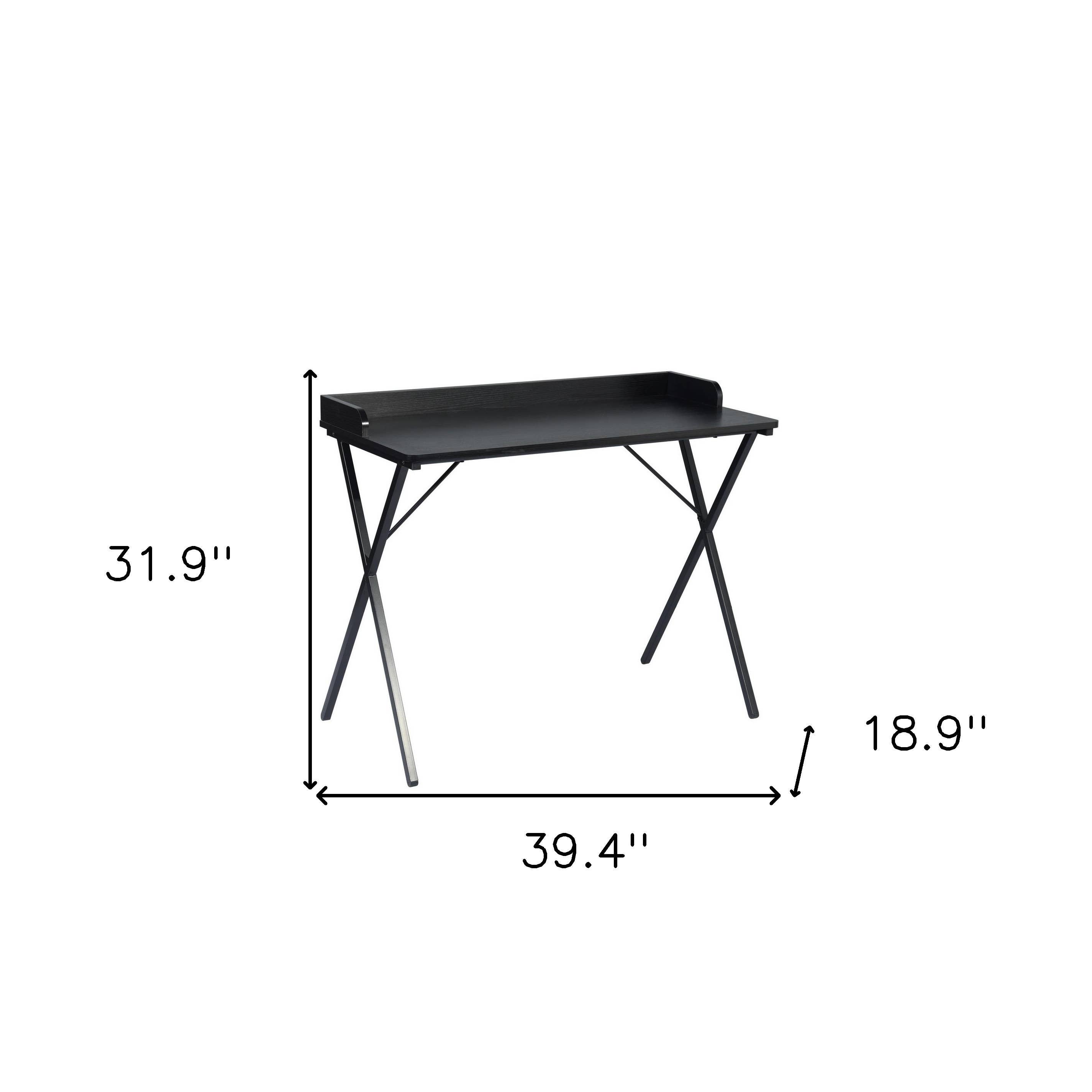 HomeRoots - Wholesale Desk Drawer - 39" Black Wood and Metal X-Shape Computer Desk2