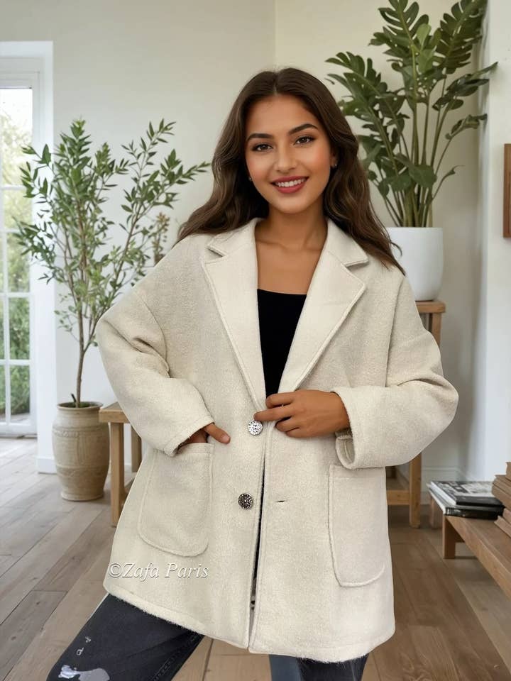 80P08H81 Jacke aus meliertem, glattem Wollstoff für den Großhandel von ZAFA PARIS