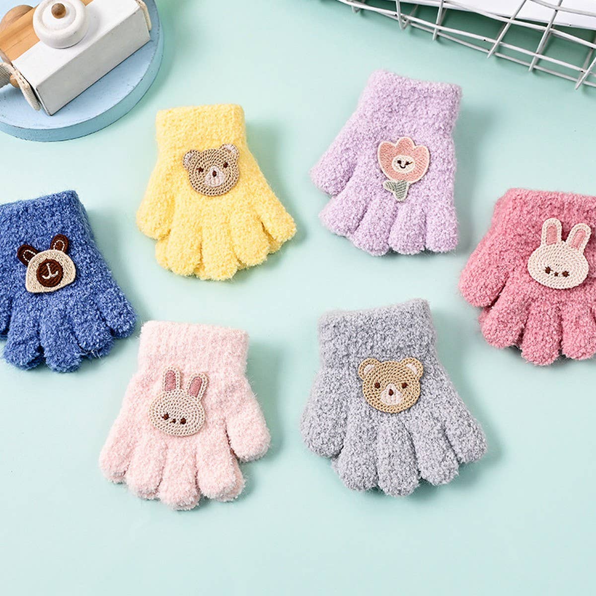 NINEXIS - Wholesale Gloves - Women's - CWAG0278_FLOWER BEAR RABBIT CHILDREN'S FIVE-FINGER GLOVES8